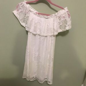 Off the shoulder white dress